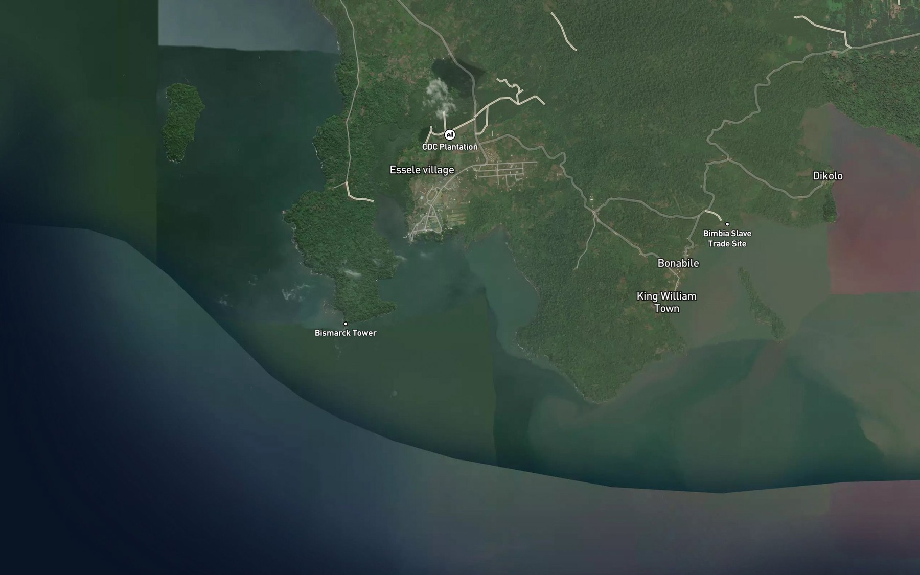 Satellite map of the Man of War Bay