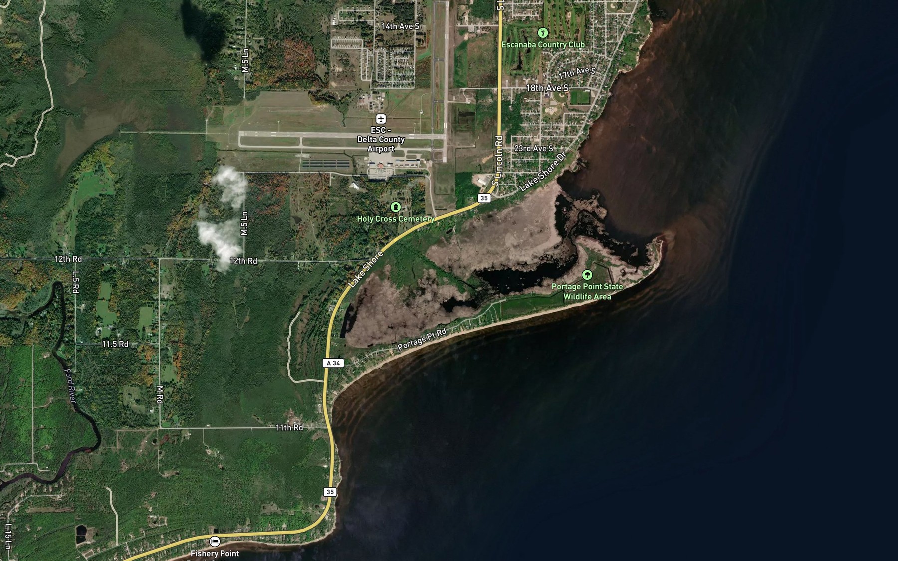 Satellite map of the Portage Creek