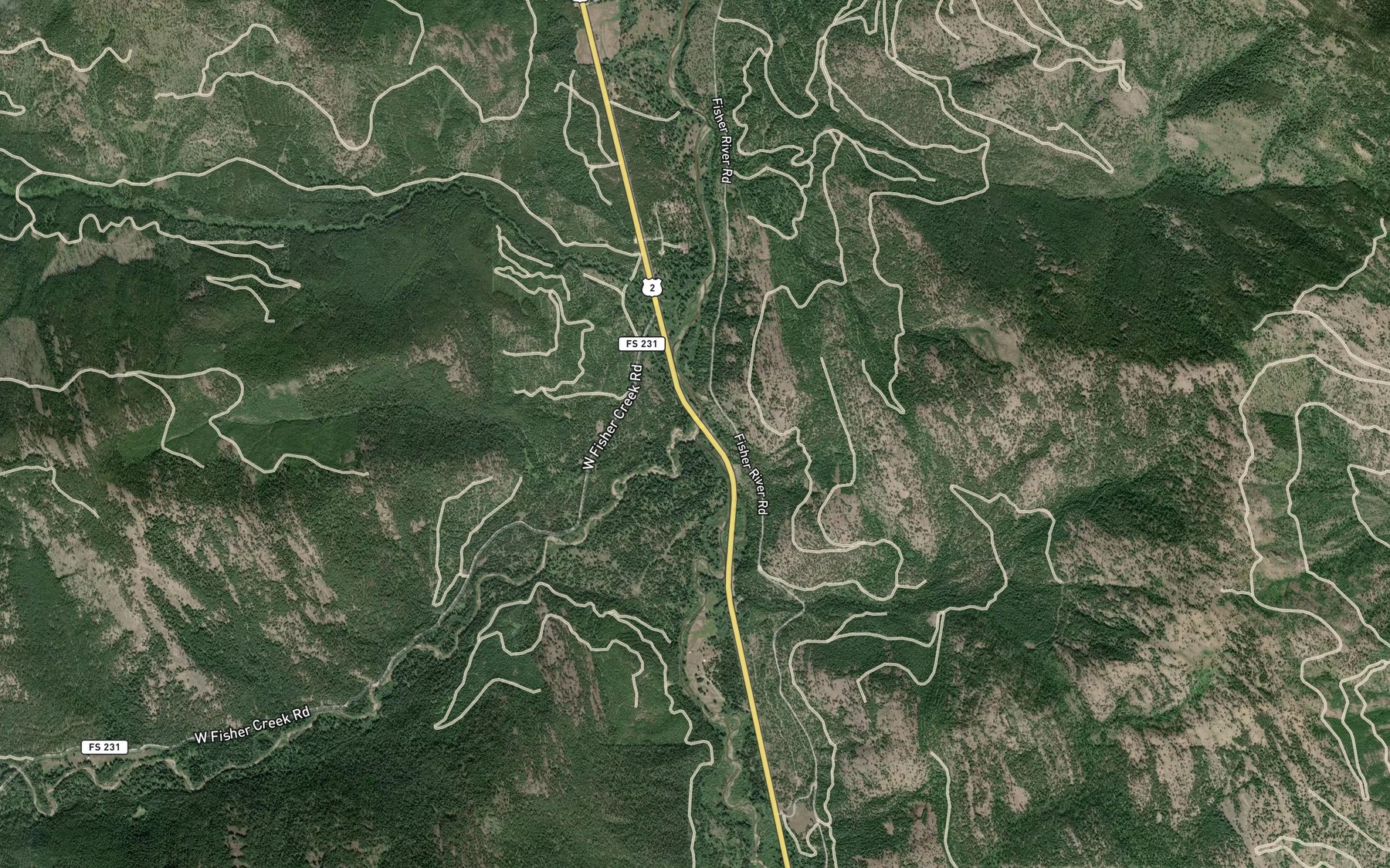 Satellite map of the West Fisher Creek