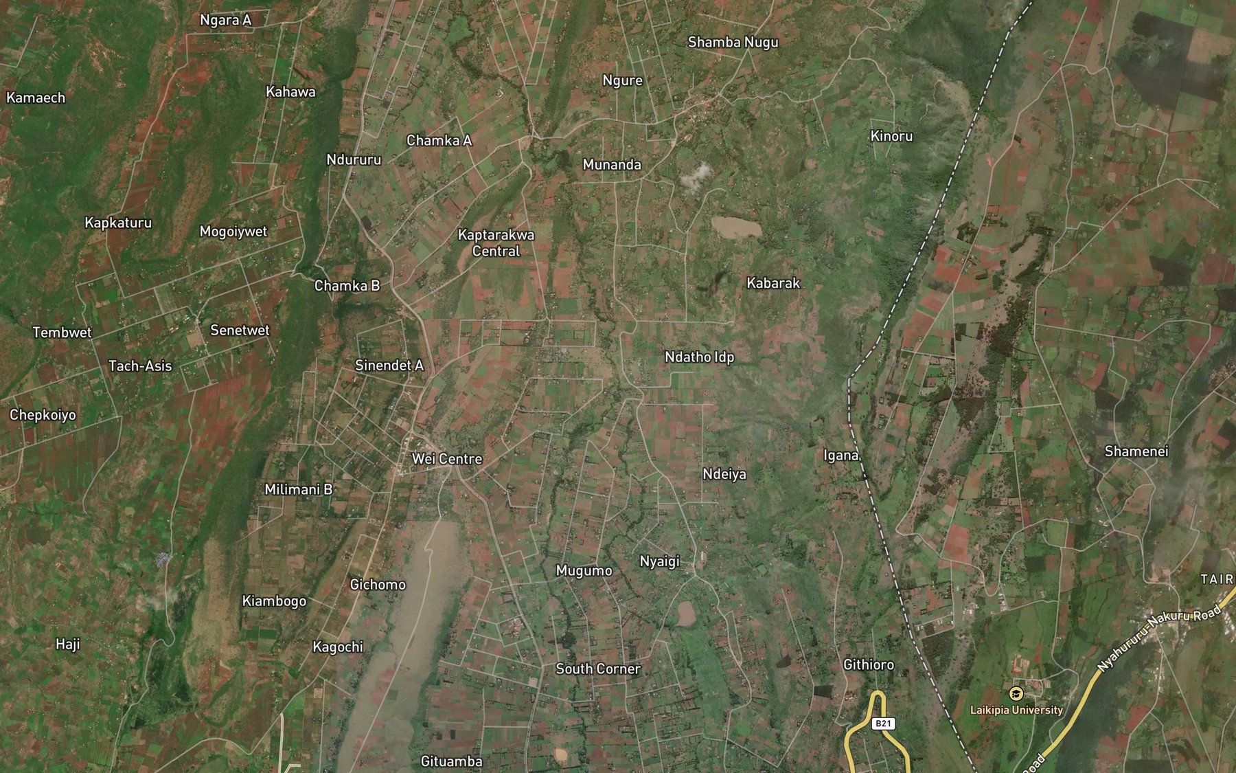 Satellite map of the Subukia