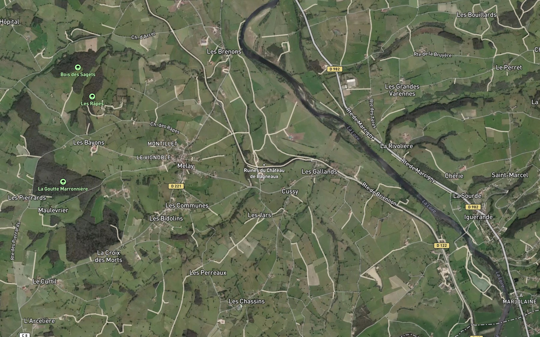 Satellite map of the Canal de Roanne a Digoin