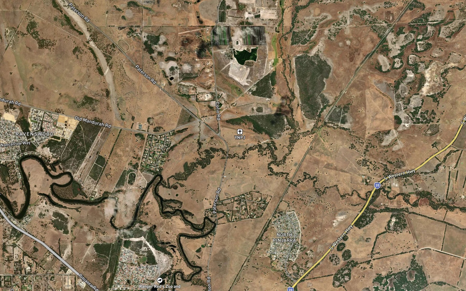 Satellite map of the South Dandalup River