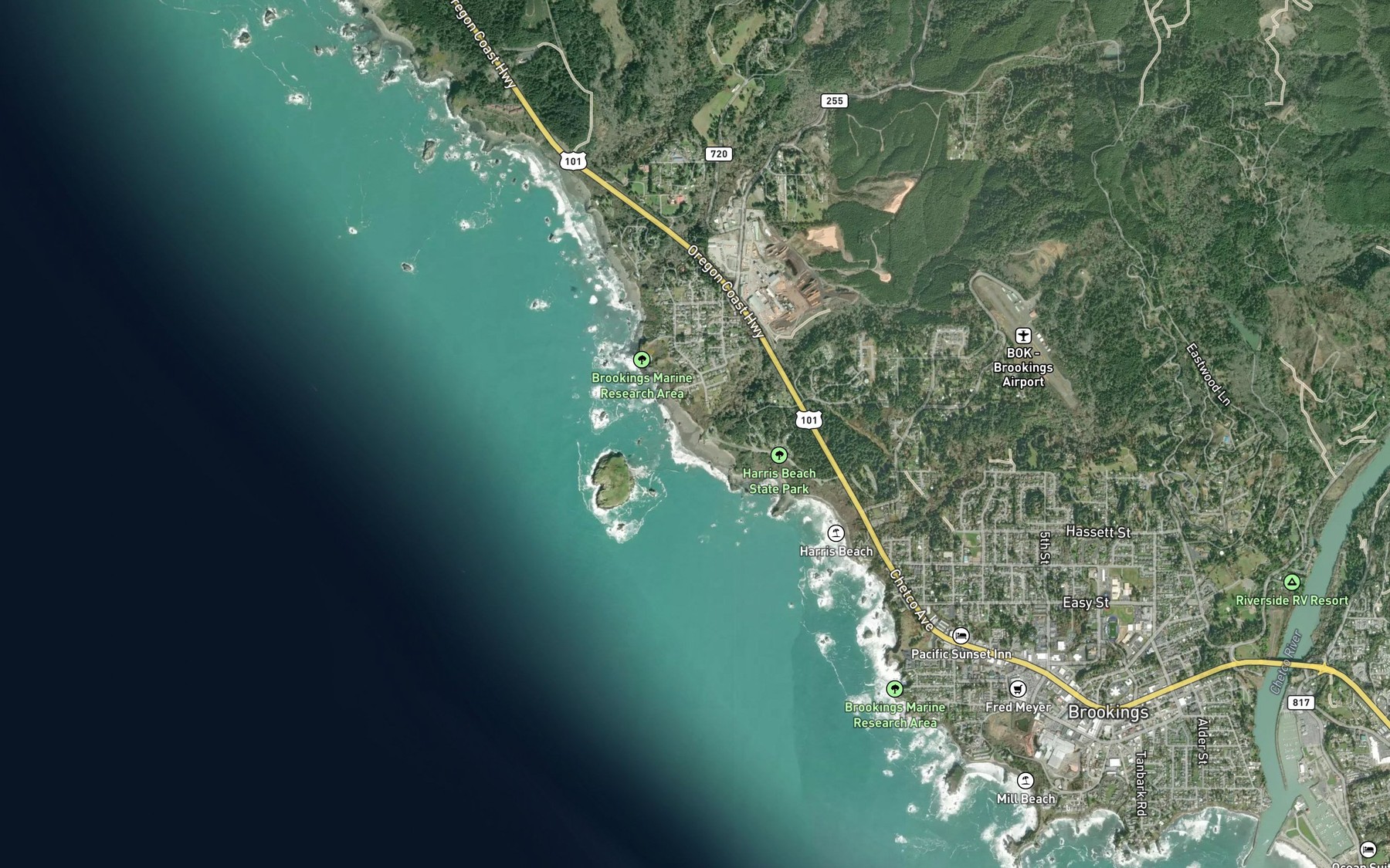 Satellite map of the Harris Creek
