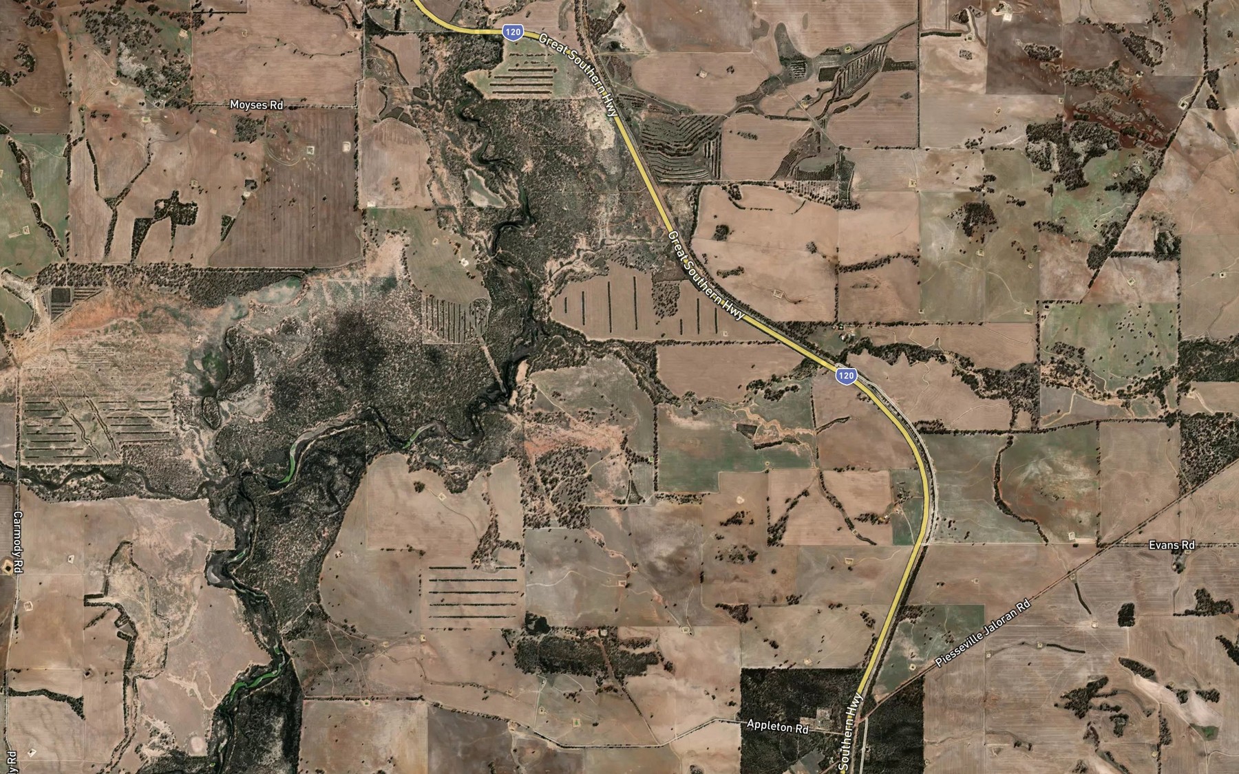 Satellite map of the Newman Gully