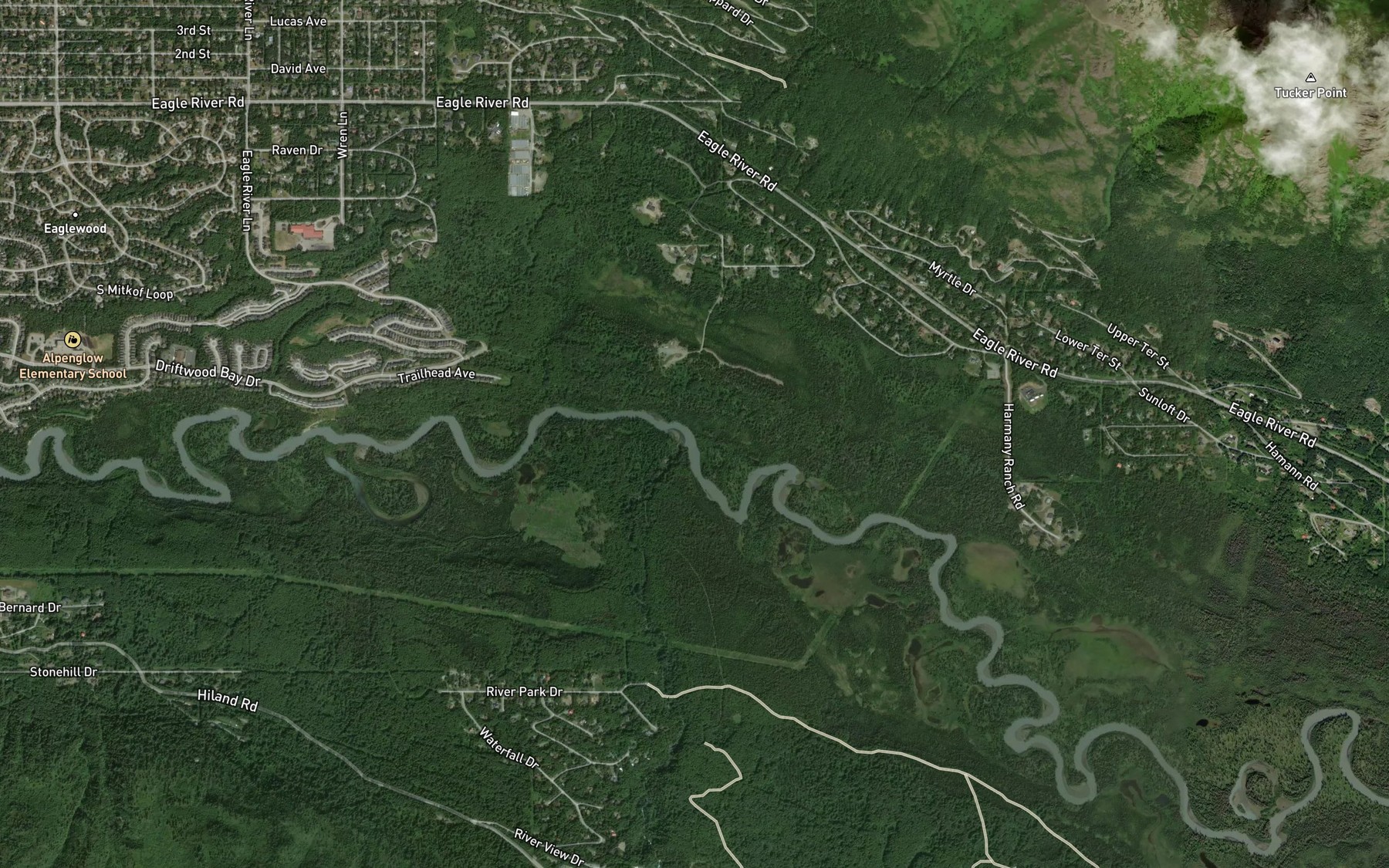 Satellite map of the South Fork Eagle River