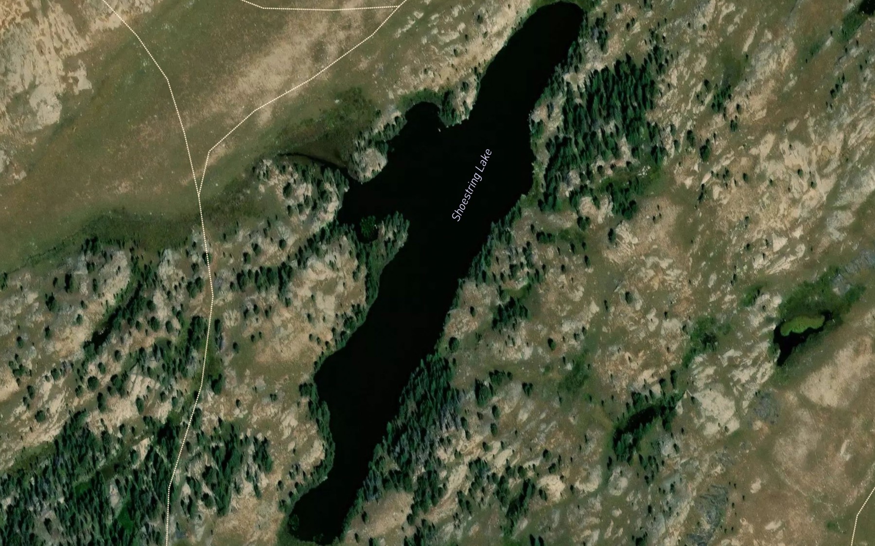 Satellite map of the Shoestring Lake