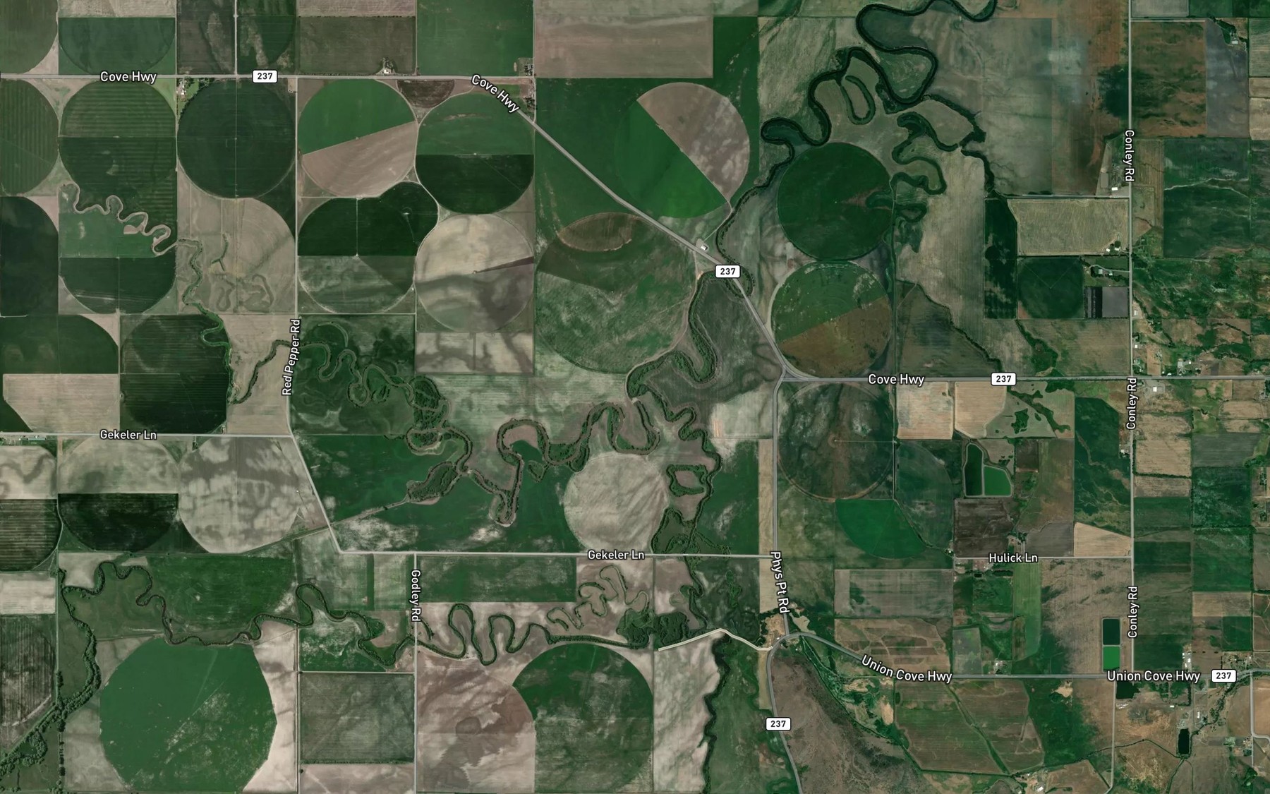 Satellite map of the Catherine Creek