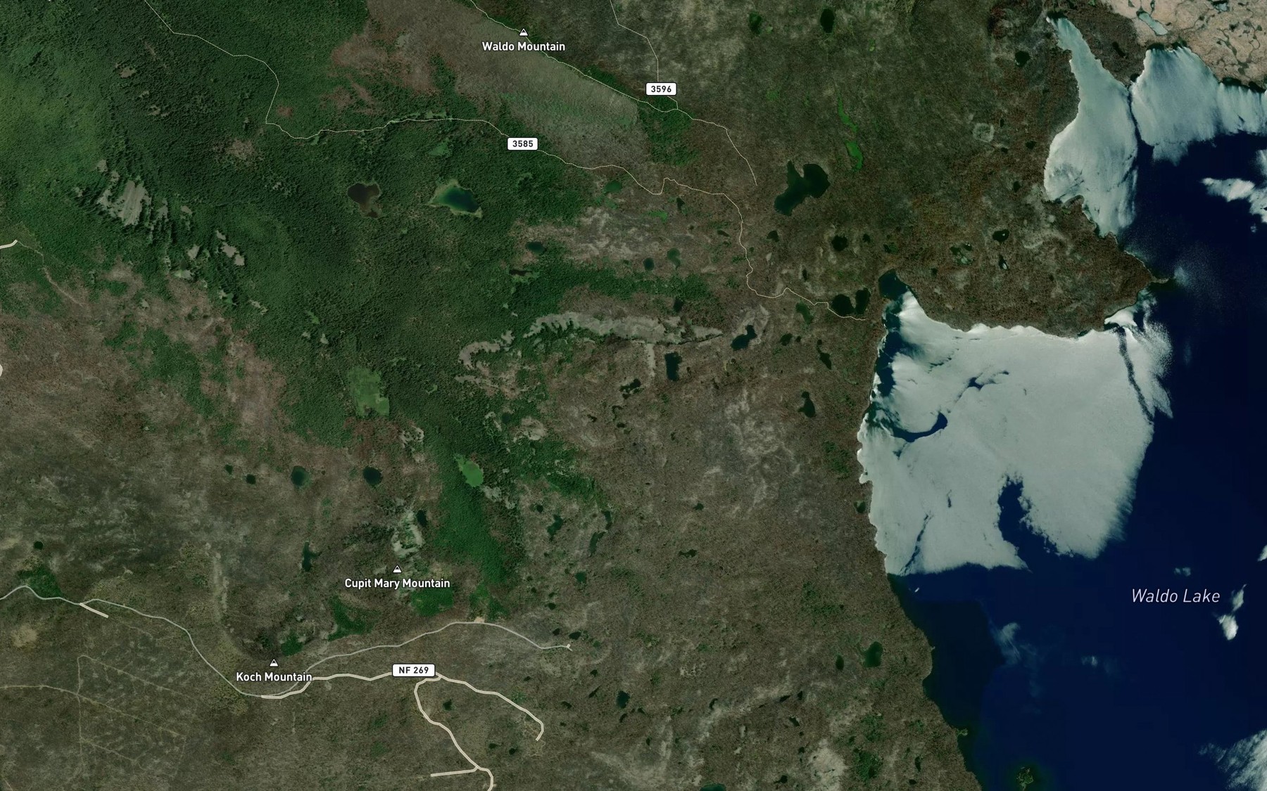 Satellite map of the Emerald Lake