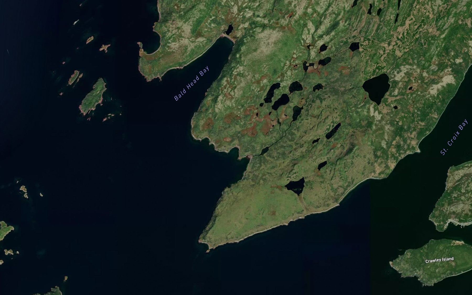 Satellite map of the Whiffens Cove