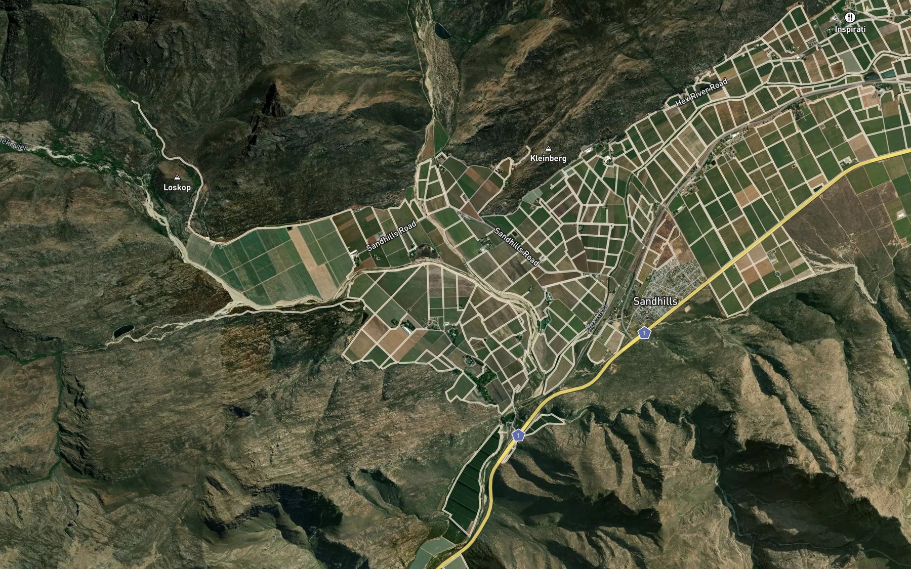 Satellite map of the Spekrivier