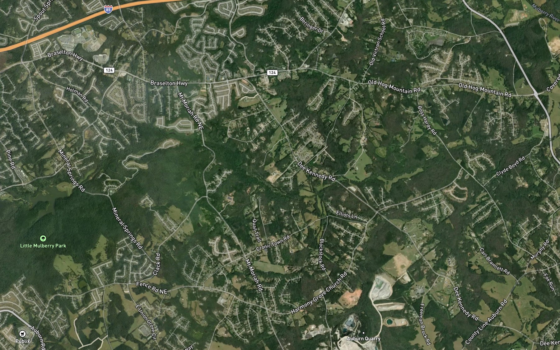 Satellite map of the Oglesby Lake