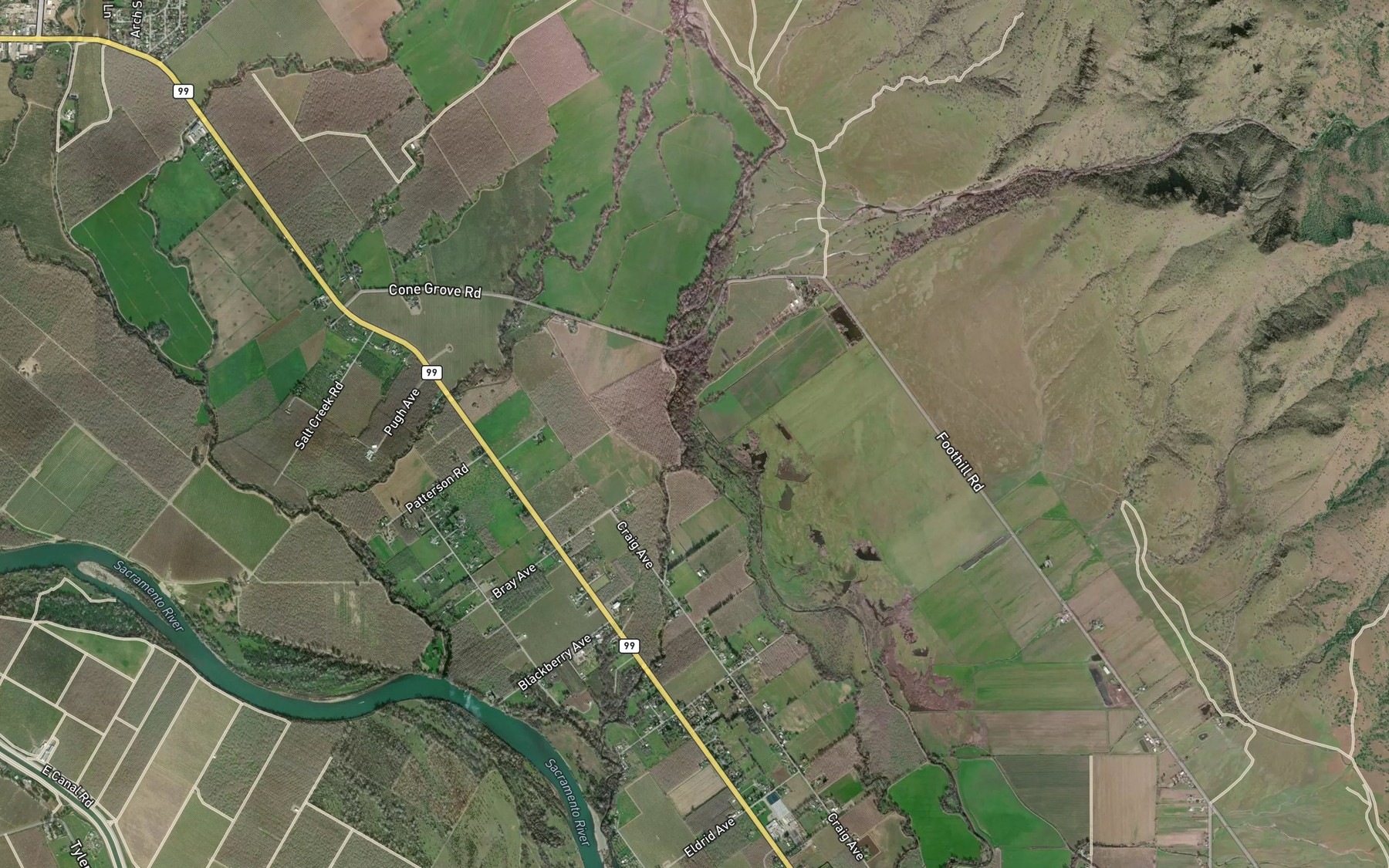 Satellite map of the Little Antelope Creek