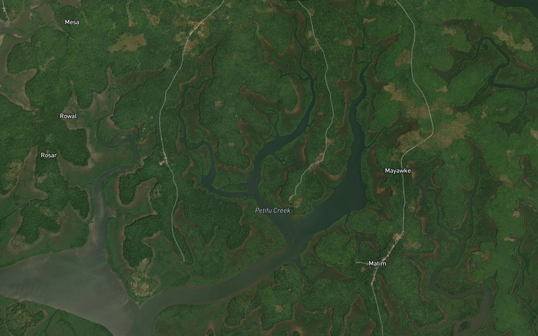 Satellite map of the Matankaw Creek