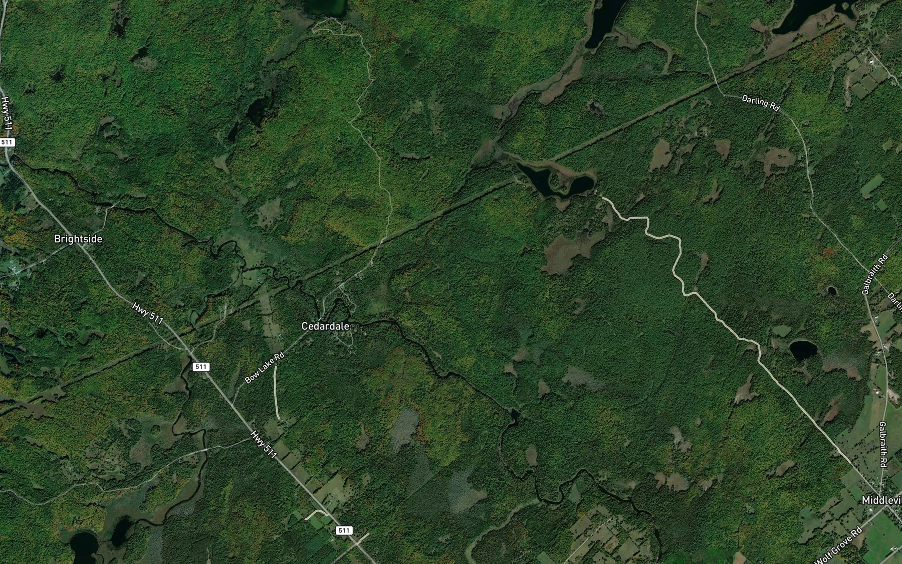 Satellite map of the Bennys Creek