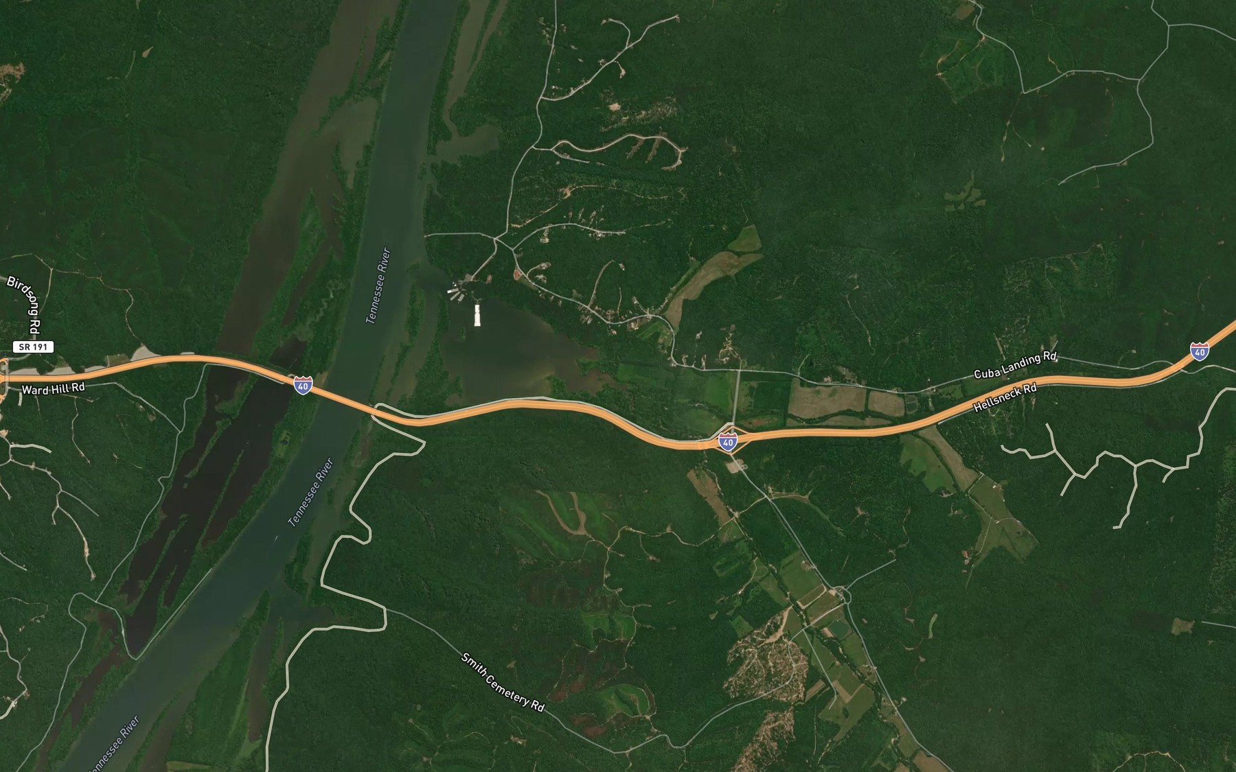 Satellite map of the South Fork Blue Creek