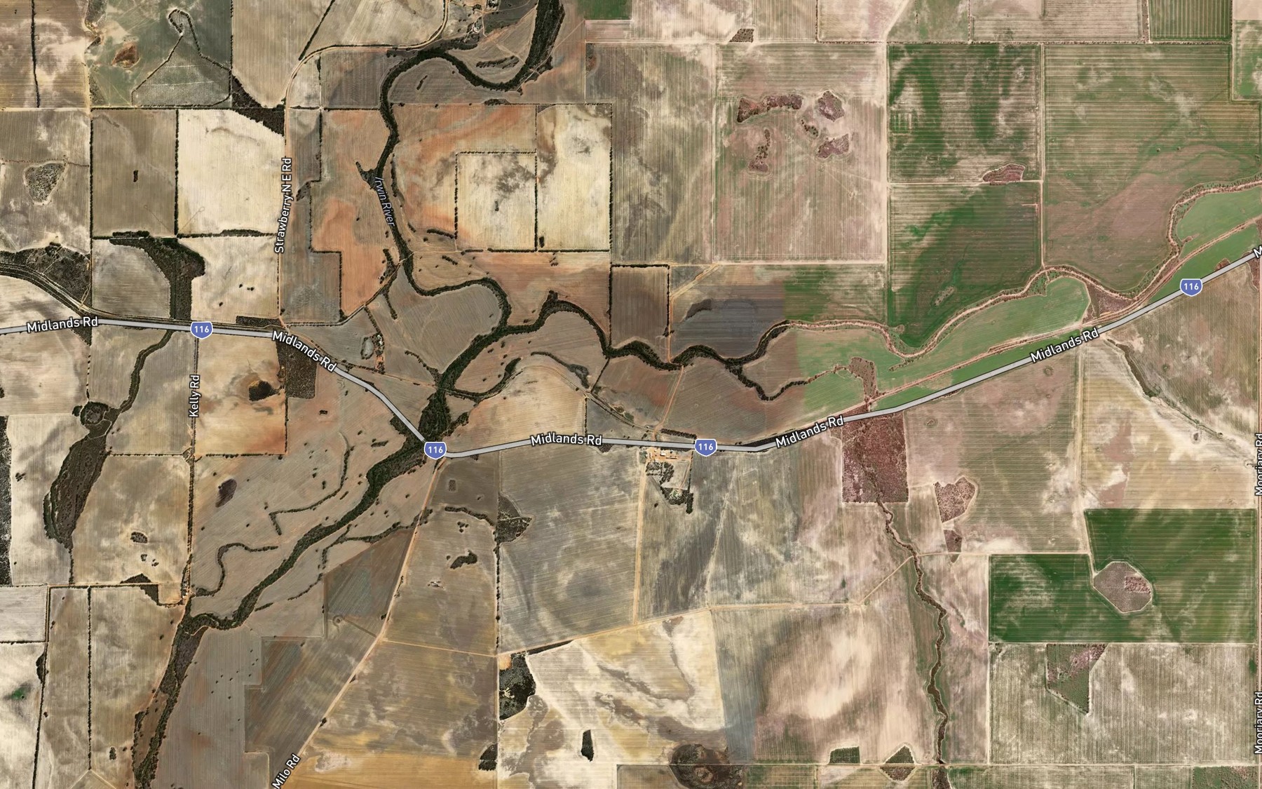 Satellite map of the Lockier River