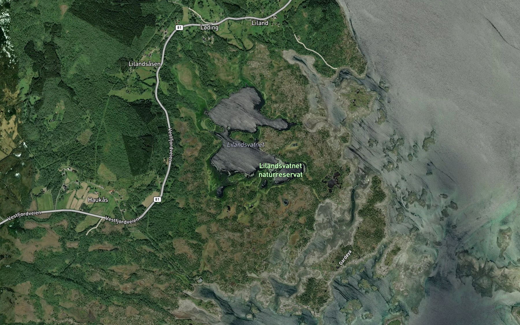 Satellite map of the Asvatnet