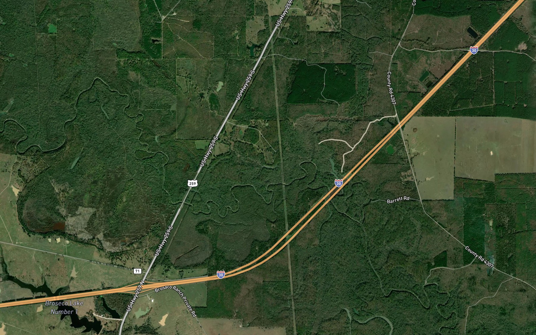 Satellite map of the Parker Lake