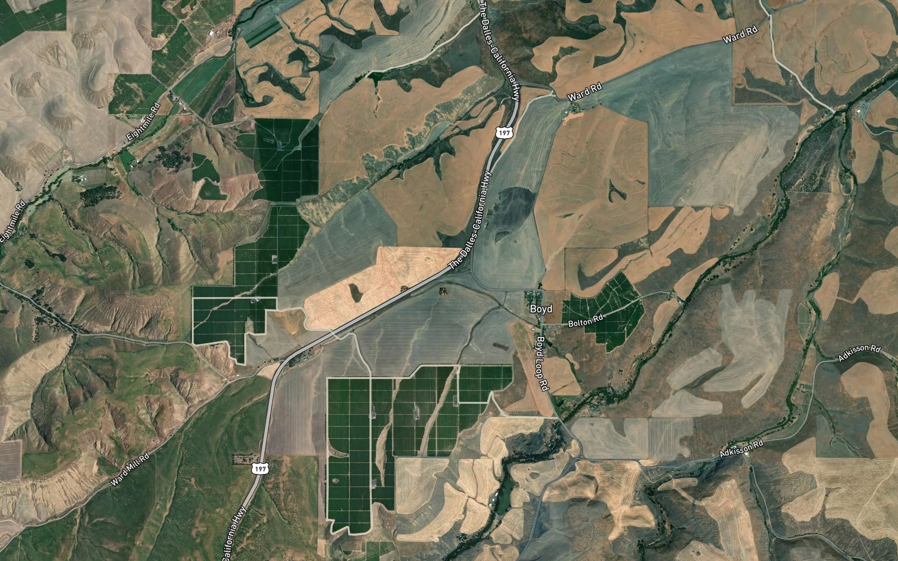 Satellite map of the Starveout Creek