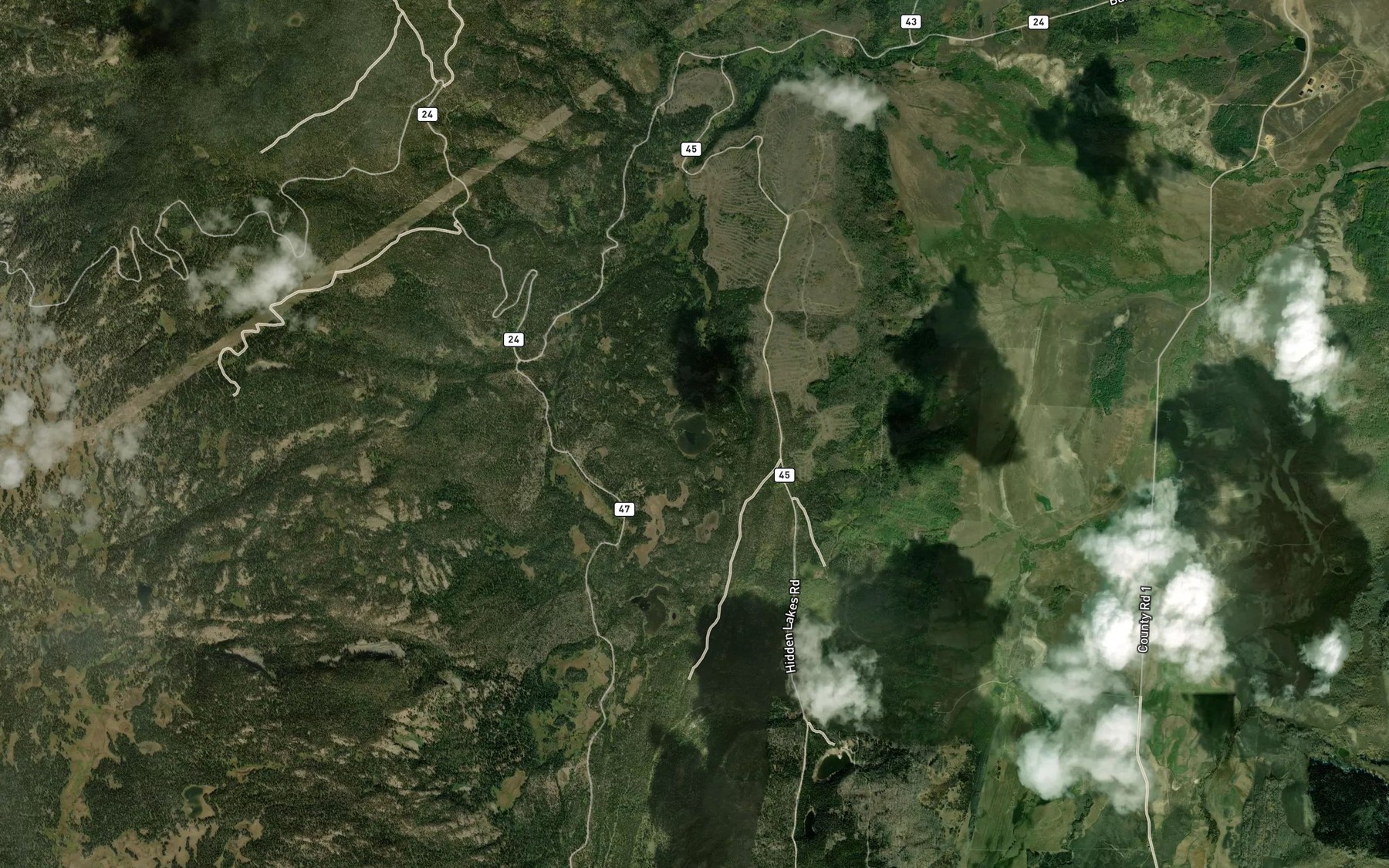 Satellite map of the Sawmill Lake