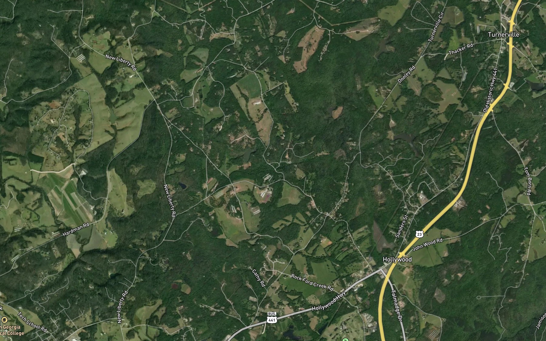 Satellite map of the Liberty Creek