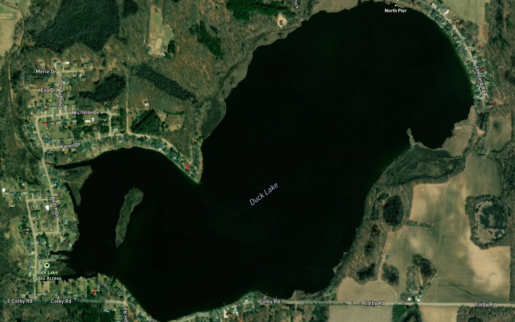 Satellite map of the Duck Lake