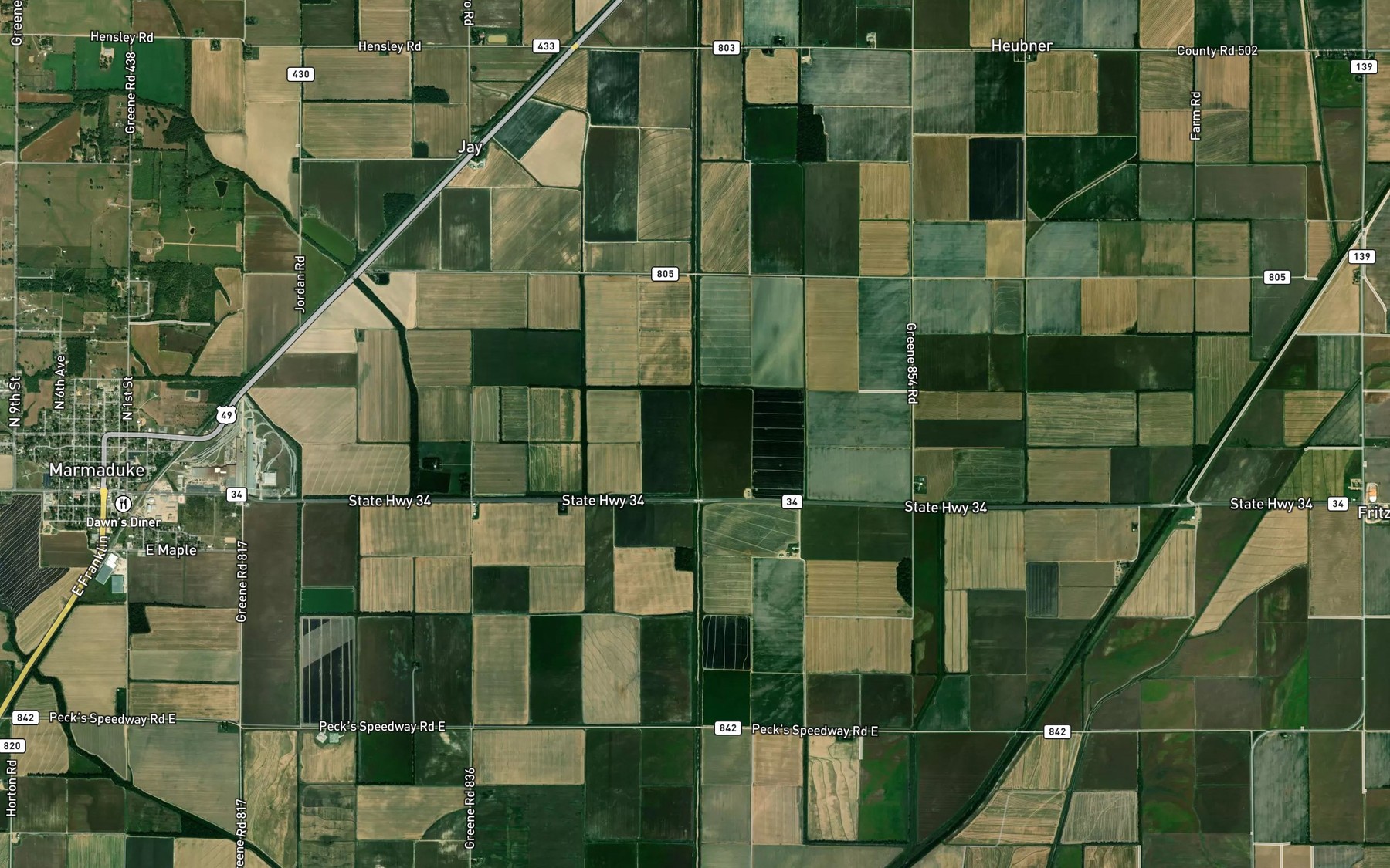 Satellite map of the Hurricane Ditch