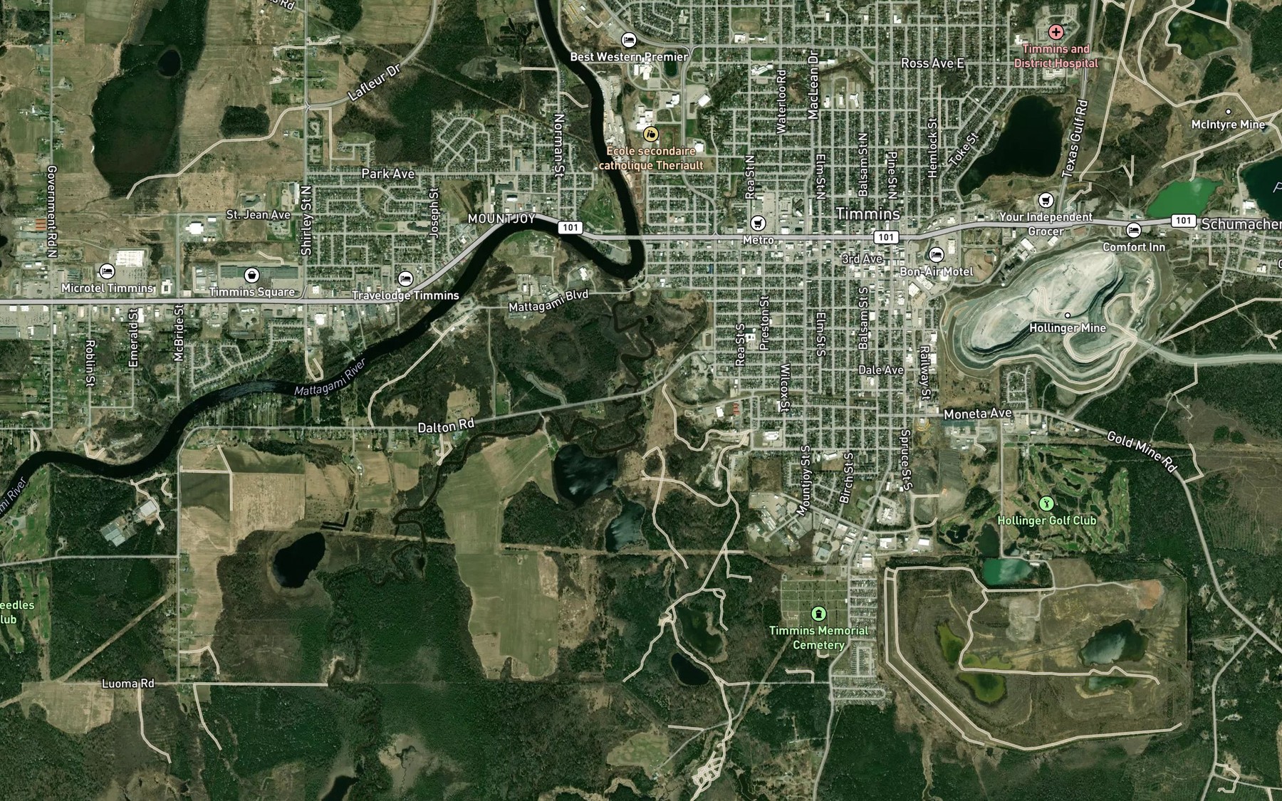 Satellite map of the Town Creek