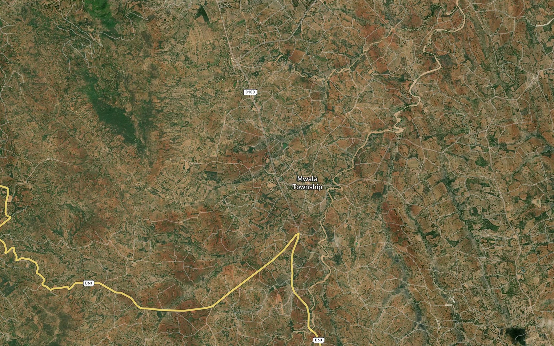 Satellite map of the Kibau Dam