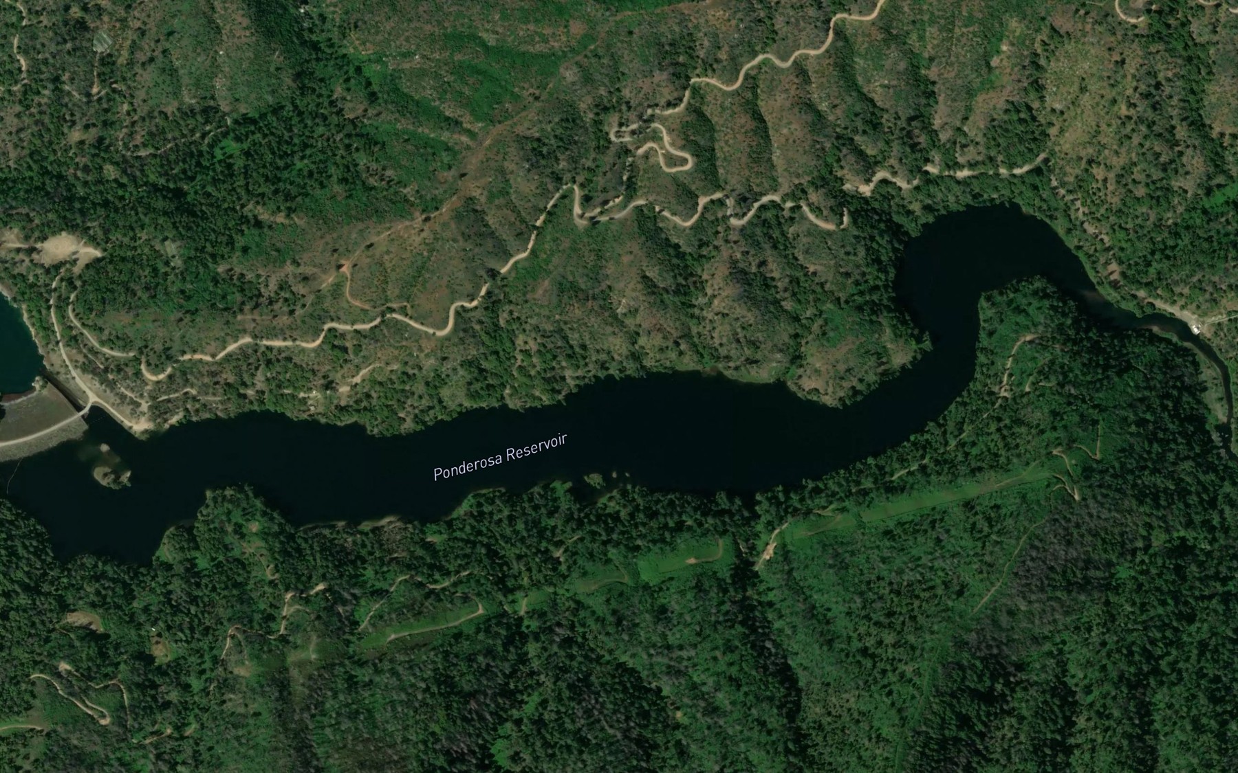 Satellite map of the Ponderosa Reservoir