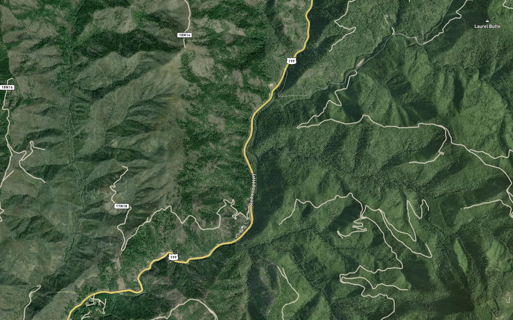 Satellite map of the Packsaddle Creek