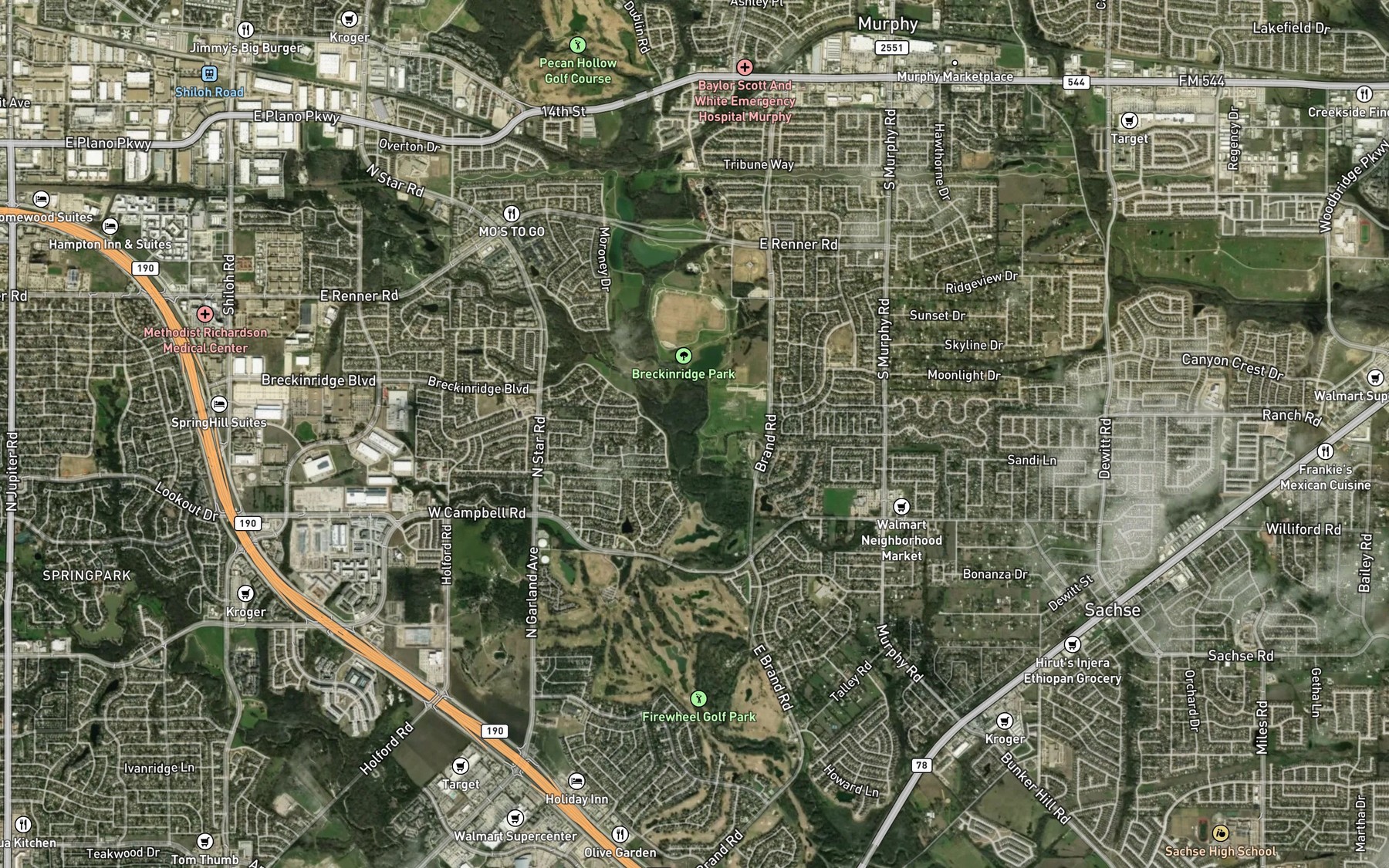 Satellite map of the Beck Branch