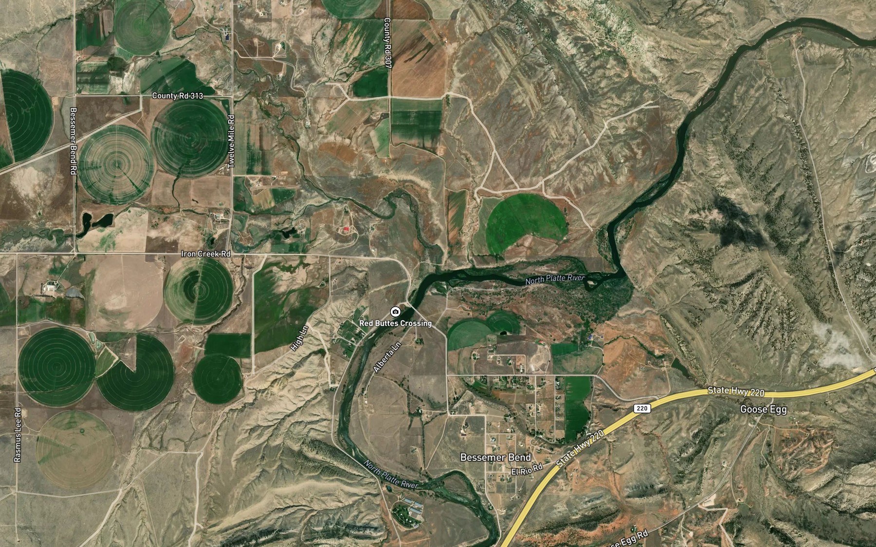 Satellite map of the Poison Spider Creek