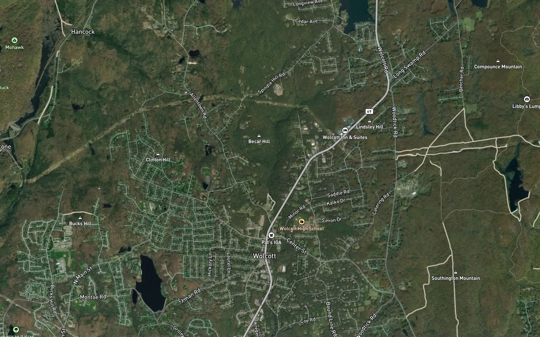 Satellite map of the Break Hill Brook