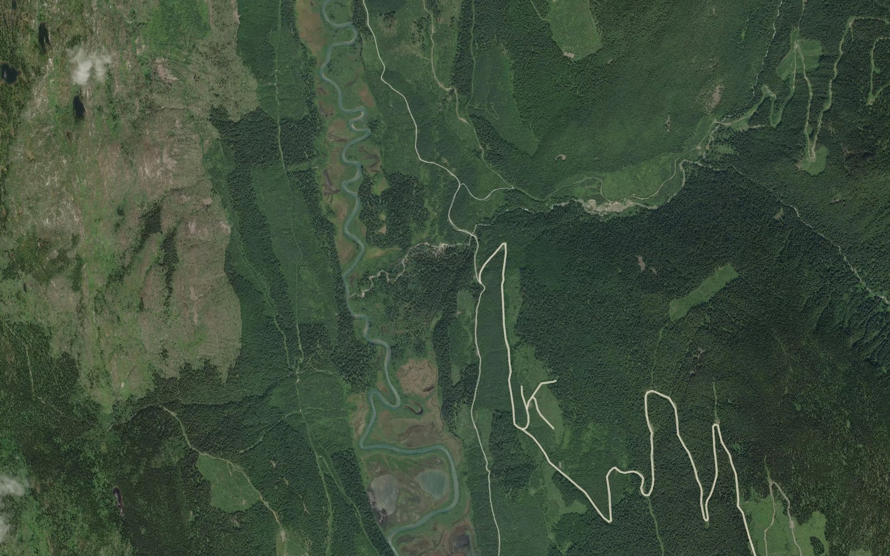 Satellite map of the Blais Creek