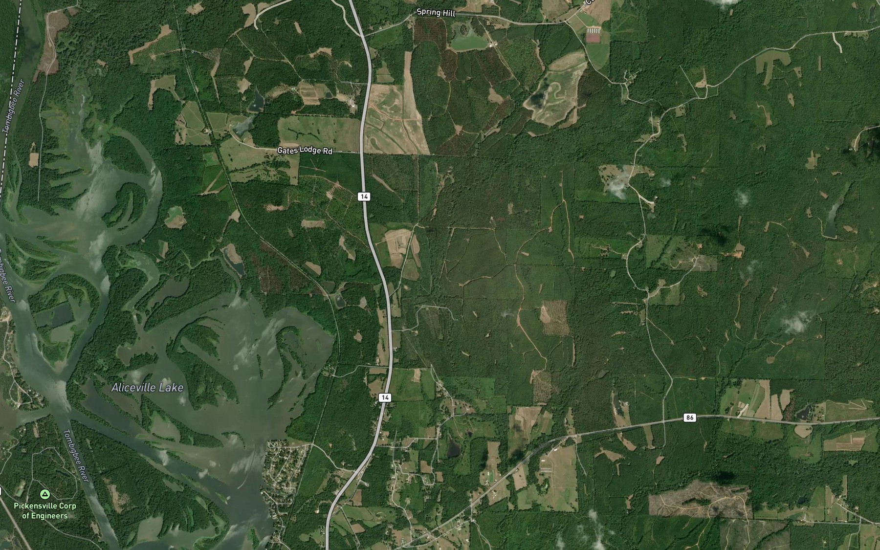 Satellite map of the Woolbank Creek
