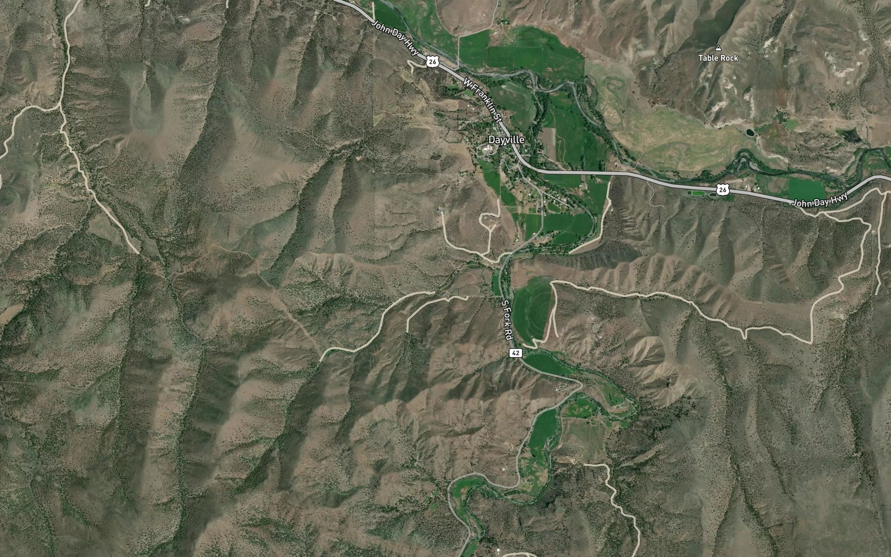 Satellite map of the Connor Creek Reservoir