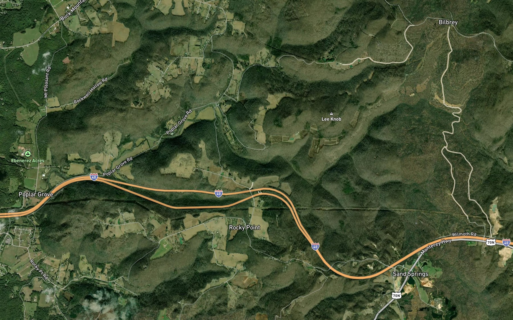 Satellite map of the Falling Water River