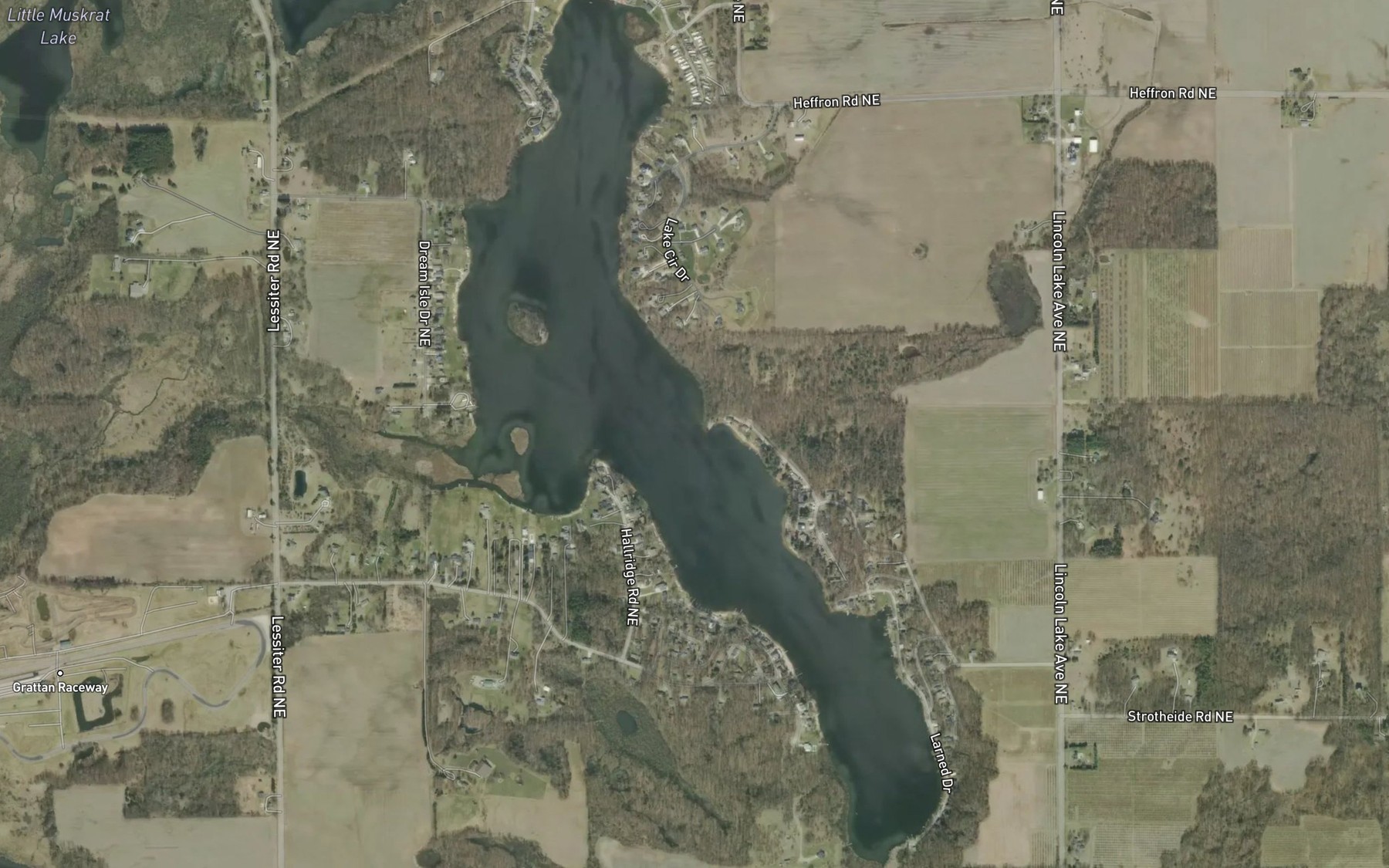 Satellite map of the Big Pine Island Lake