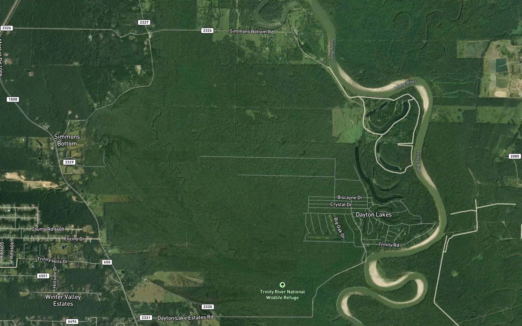 Satellite map of the Dayton Lake Estates
