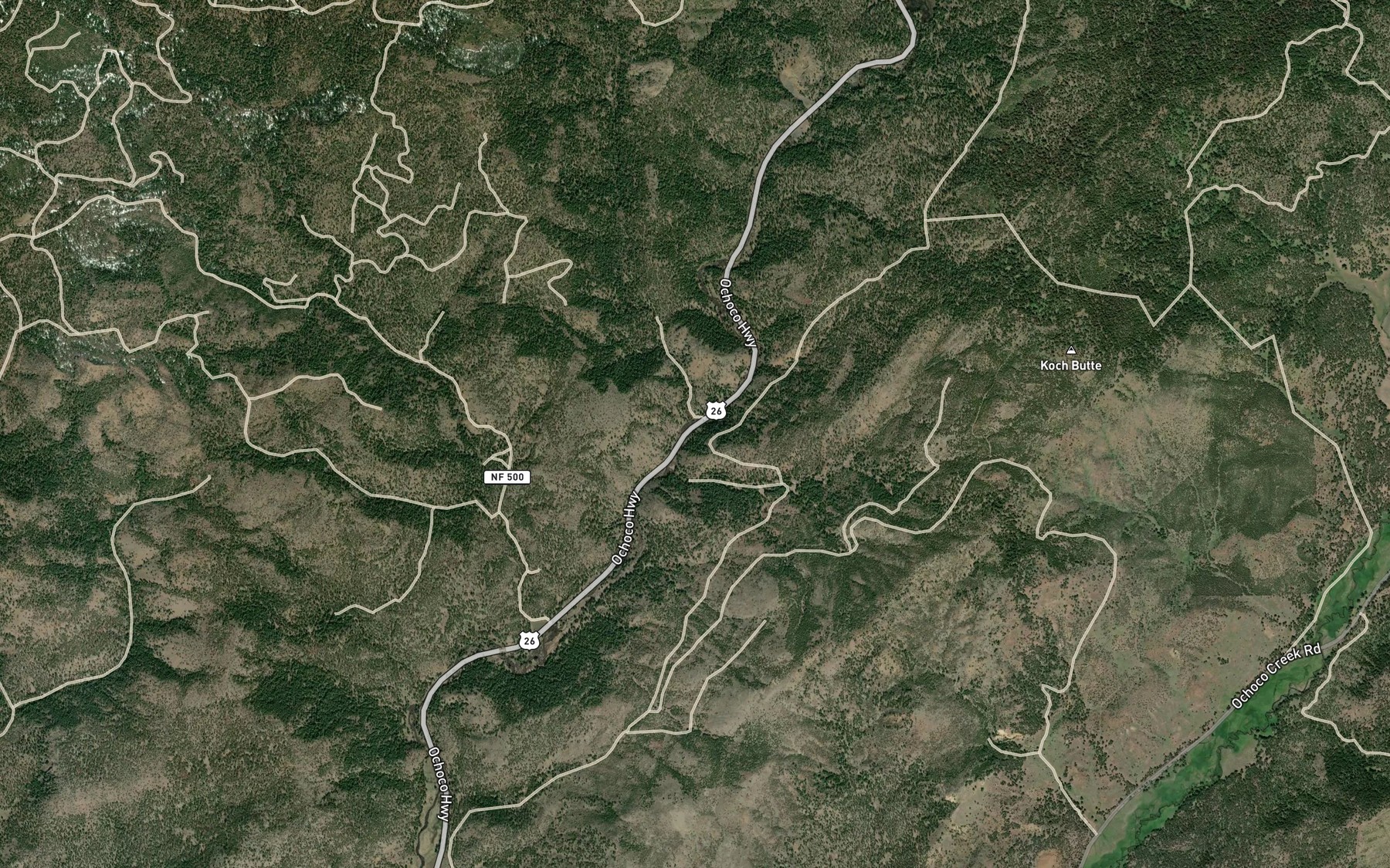 Satellite map of the Jim Elliott Creek