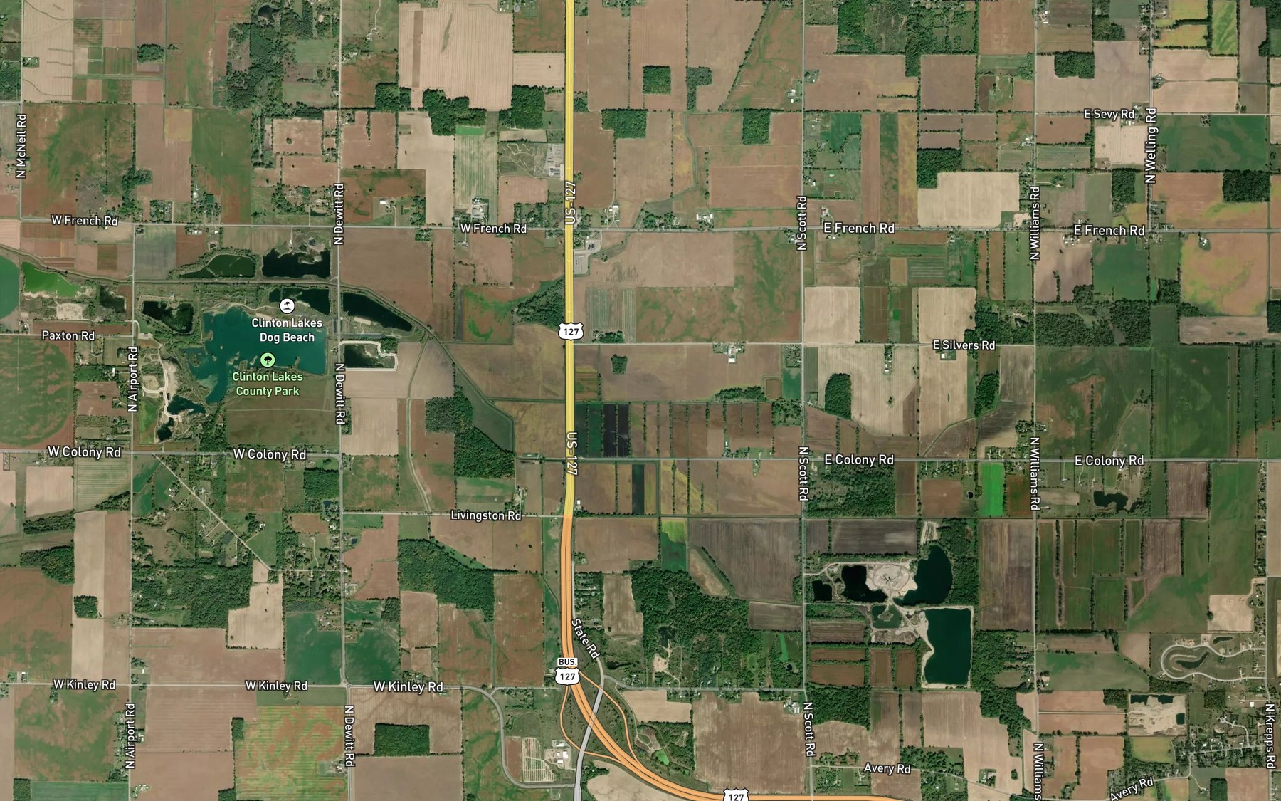 Satellite map of the Silvernail Drain