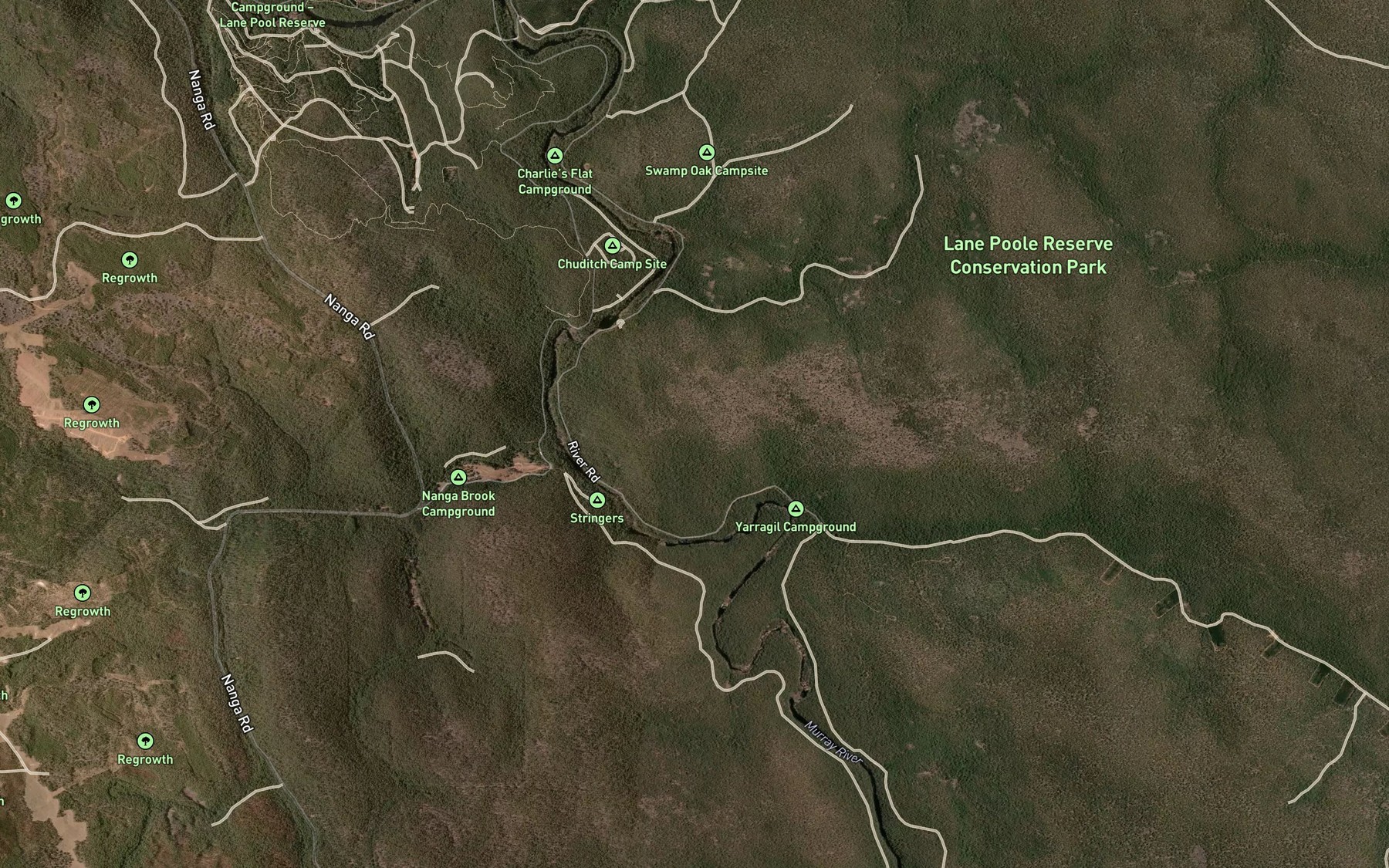 Satellite map of the Swamp Oak Brook