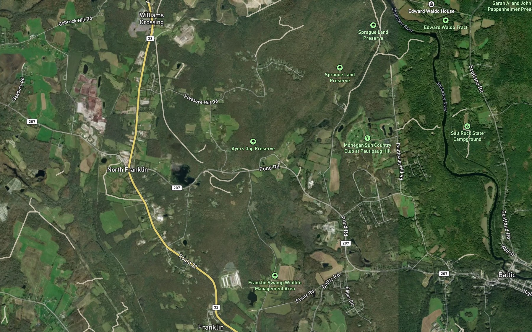 Satellite map of the Bailey Brook