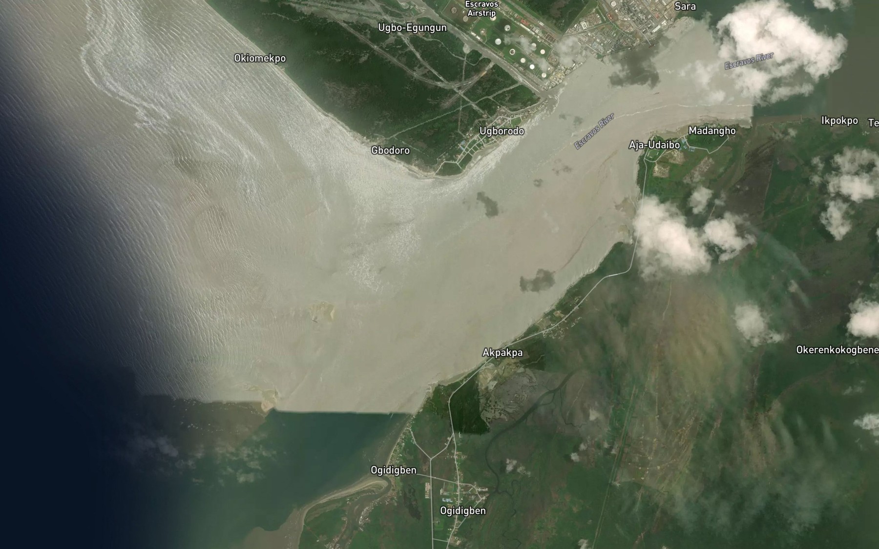 Satellite map of the Escravos River