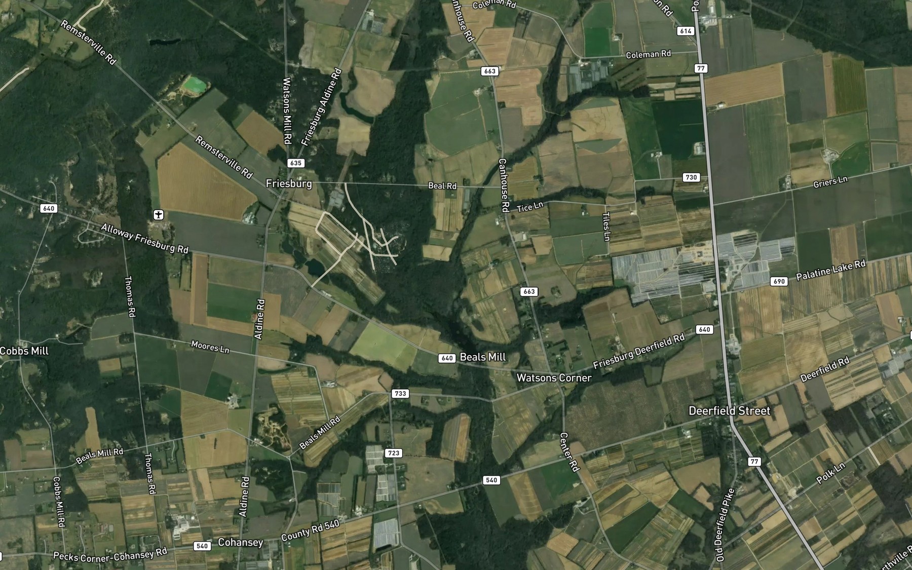 Satellite map of the Clarks Run