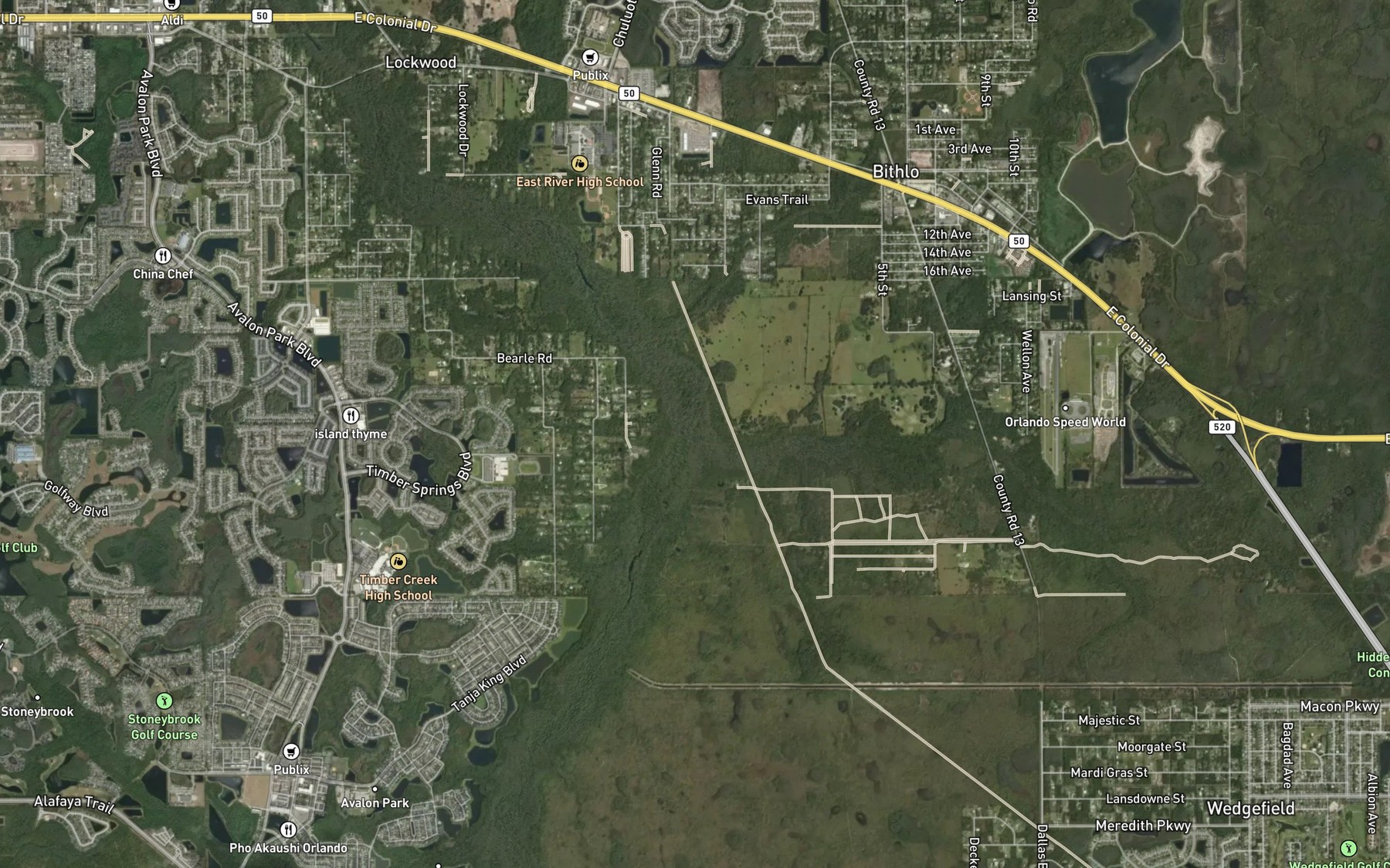 Satellite map of the Long Branch