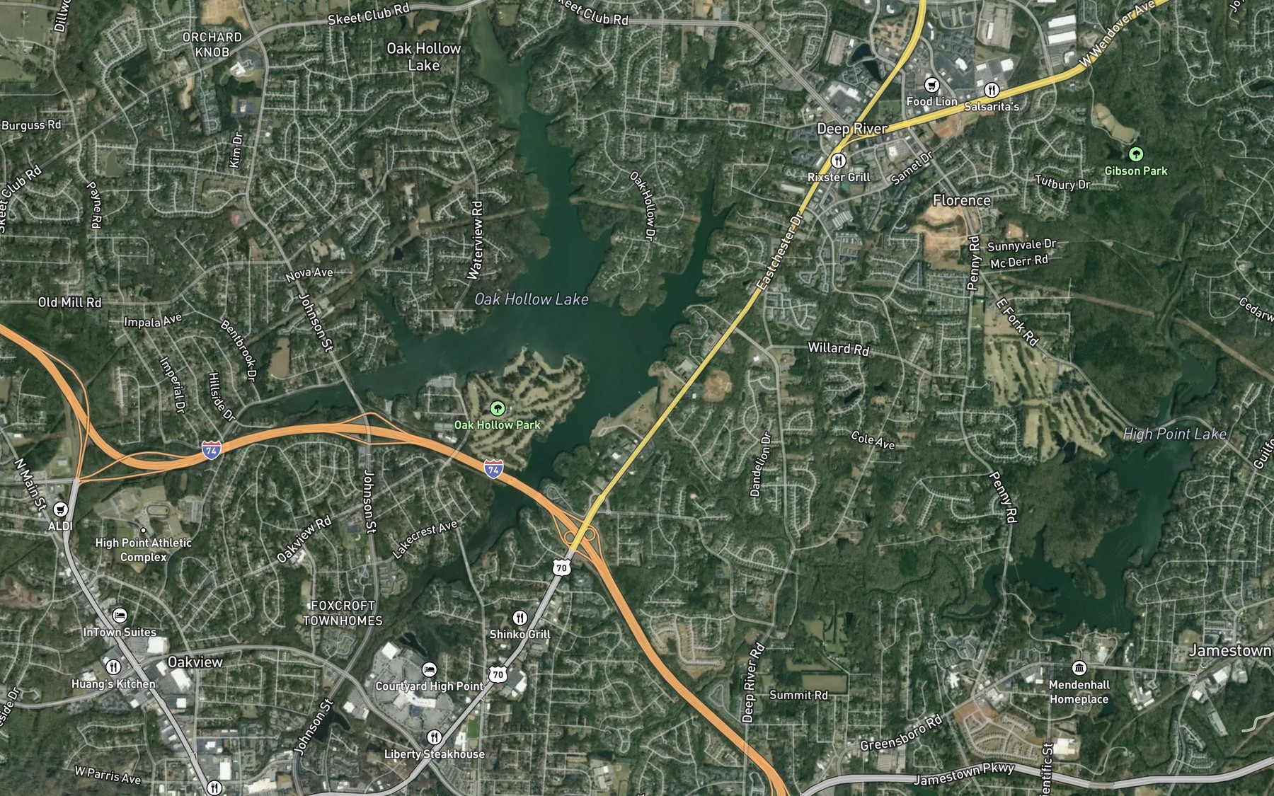 Satellite map of the Festival Park