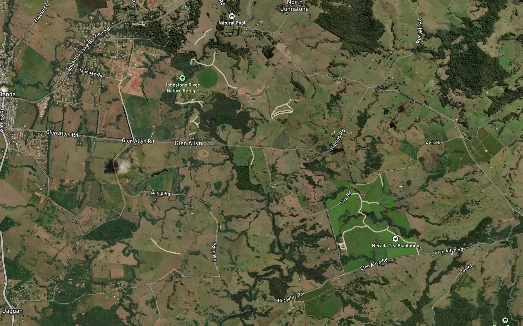 Satellite map of the Ithaca River