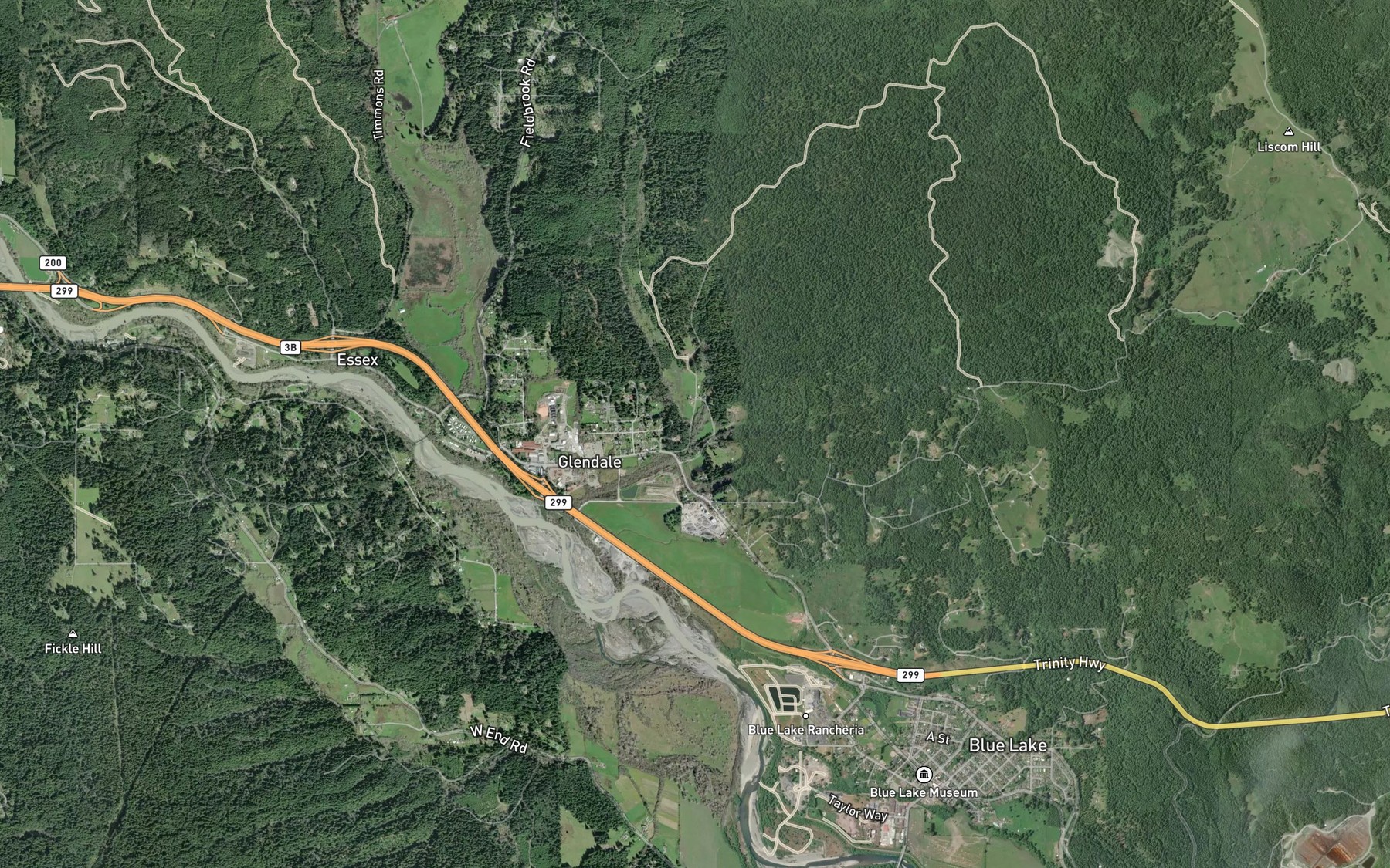 Satellite map of the Mill Creek